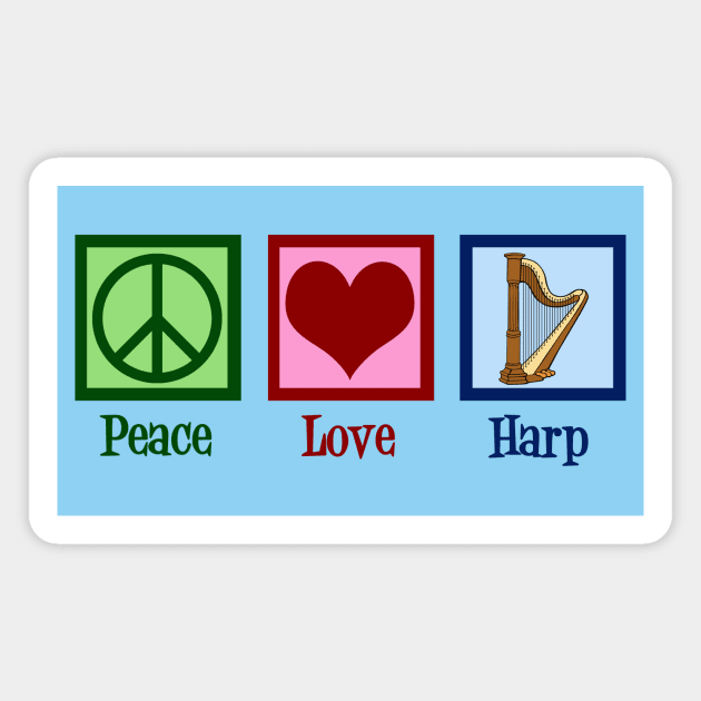 Pretty Peace Love Harp Magnet by epiclovedesigns